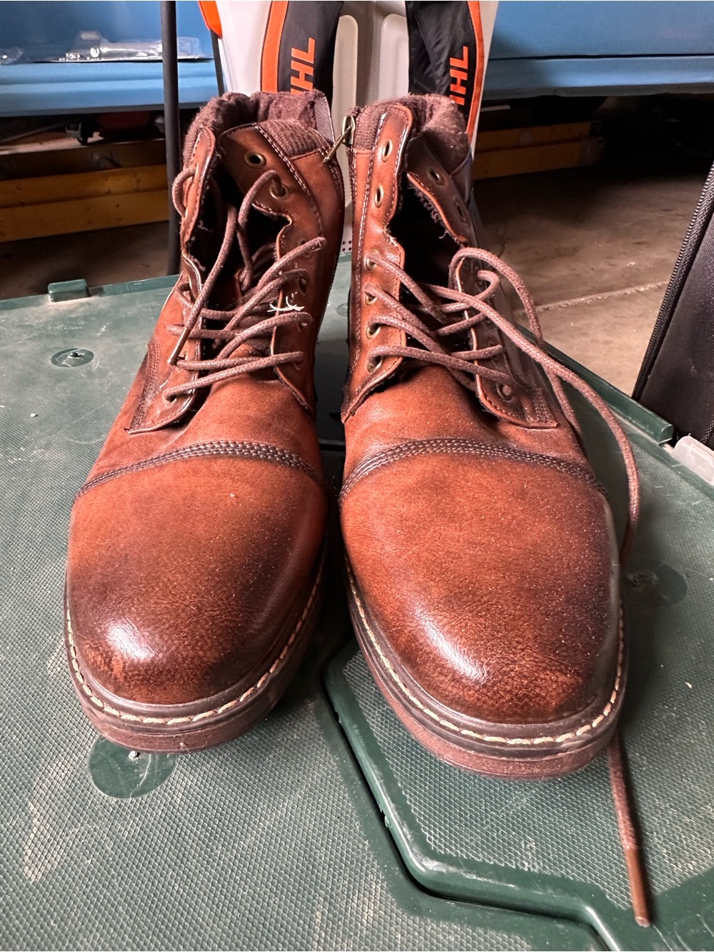 Men's Brown Leather Lace-Up Work Boots